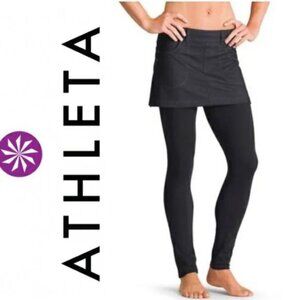 NWOT ATHLETA Bettona Classic Mini 2 IN 1 Tights Skirt Black Small Tall